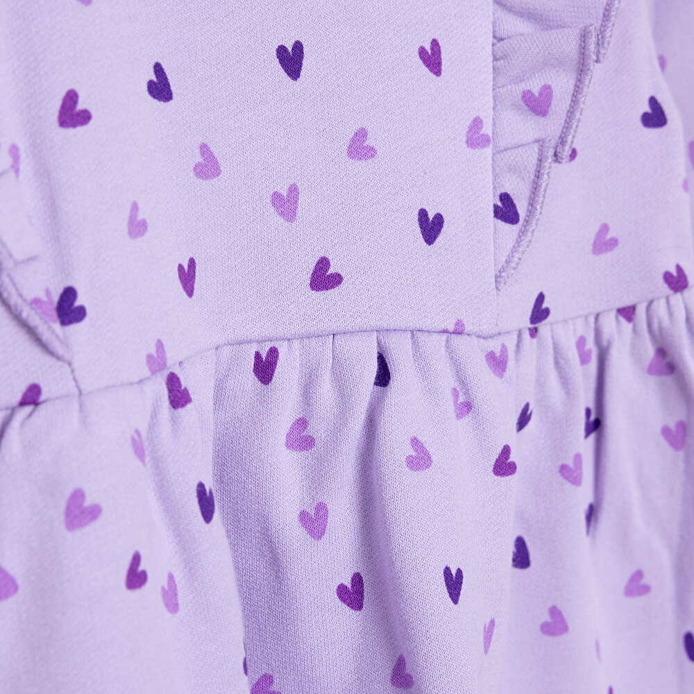 Basic Kız Kalp Desenli Fırfırlı Elbise Kız Bebek