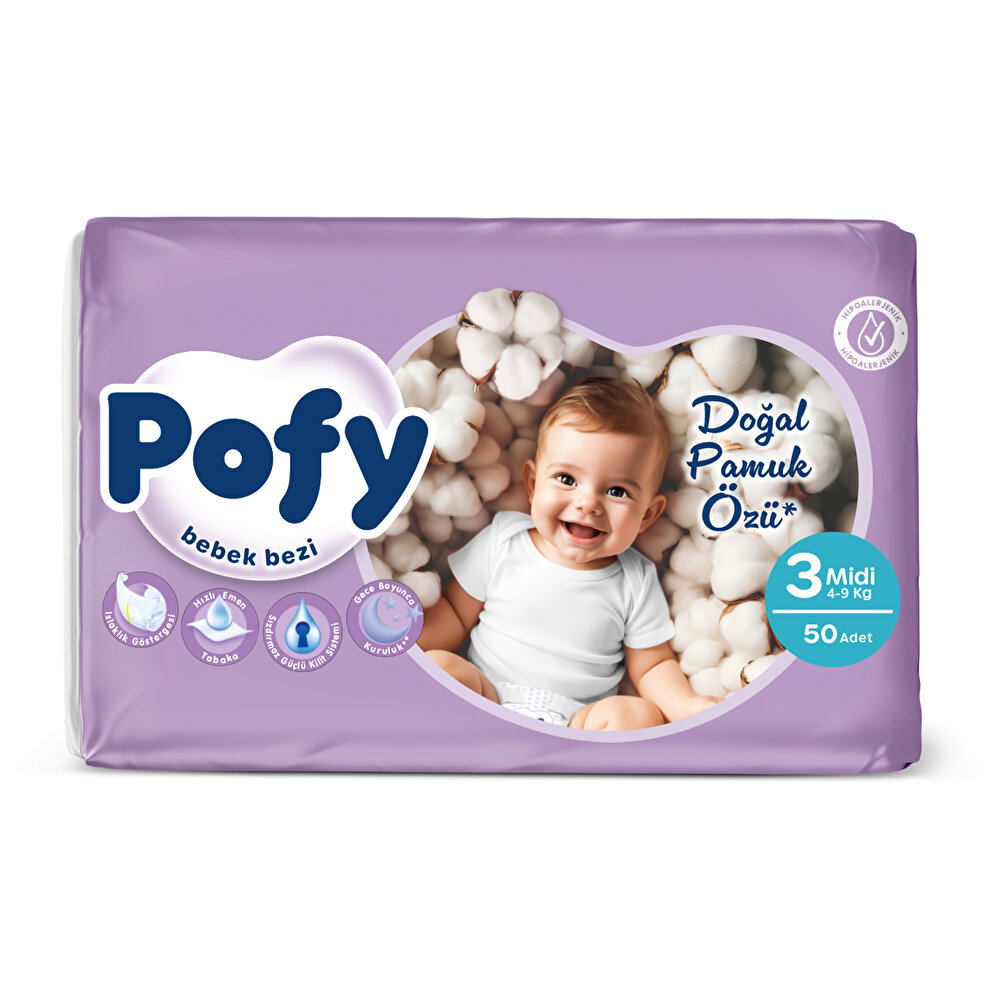 Midi 3 Numara Bebek Bezi 4-9 kg 50 Adet