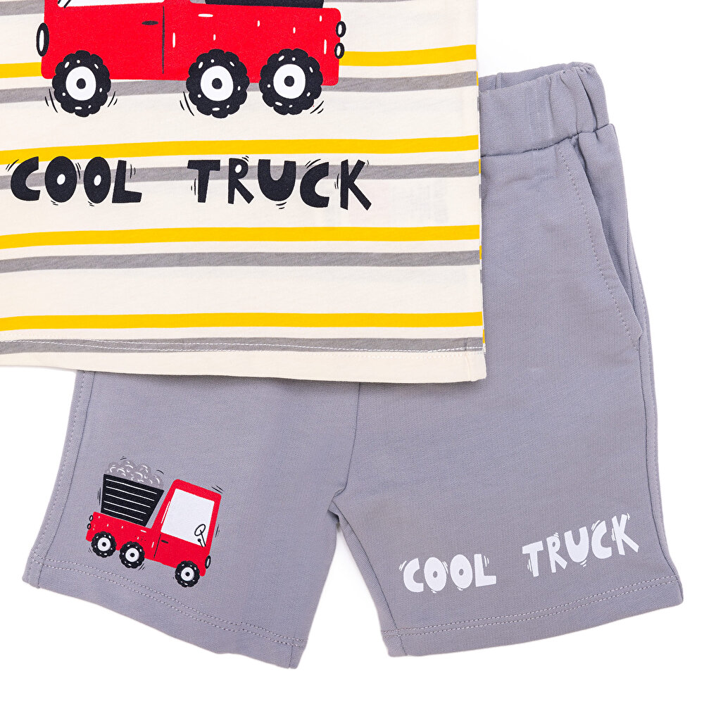 Cars&Roads Erkek Kamyon Baskılı Tshirt-Şort Erkek Bebek