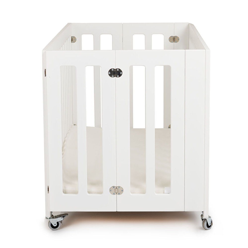 Katlanır ve Tekerlekli MDF Beşik 60x120 Beyaz