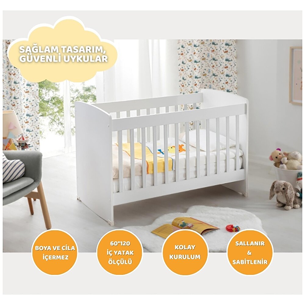Crib2 Sallanabilir ve Sabitlenebilir Beşik 60x120 cm