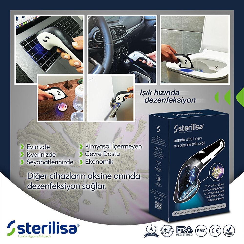 Mini - Darbeli UV Sterilizasyon ve Dezenfeksiyon Cihazı (Taşınabilir Boyut)