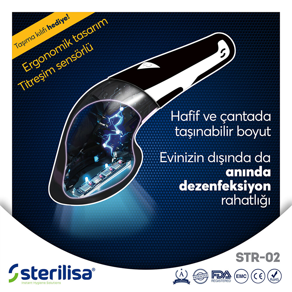 Mini - Darbeli UV Sterilizasyon ve Dezenfeksiyon Cihazı (Taşınabilir Boyut)