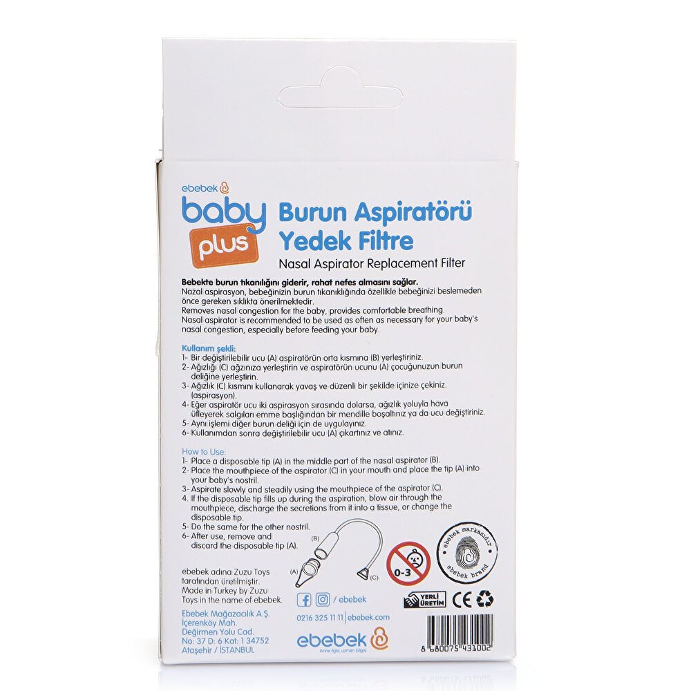 Bebek Burun Aspiratörü Yedek Filtre 10 adet