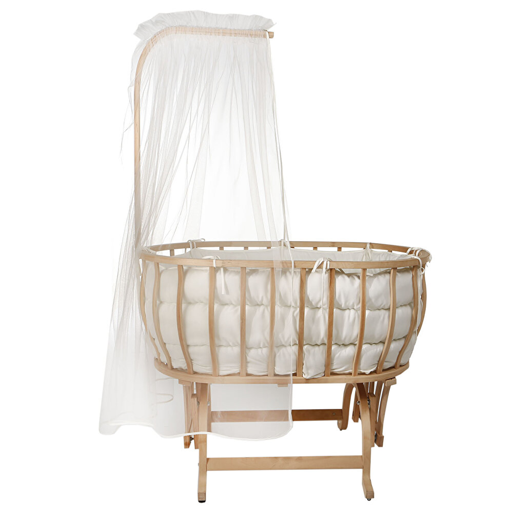 Ahşap Sallanabilir ve Tekerlekli Sepet Beşik