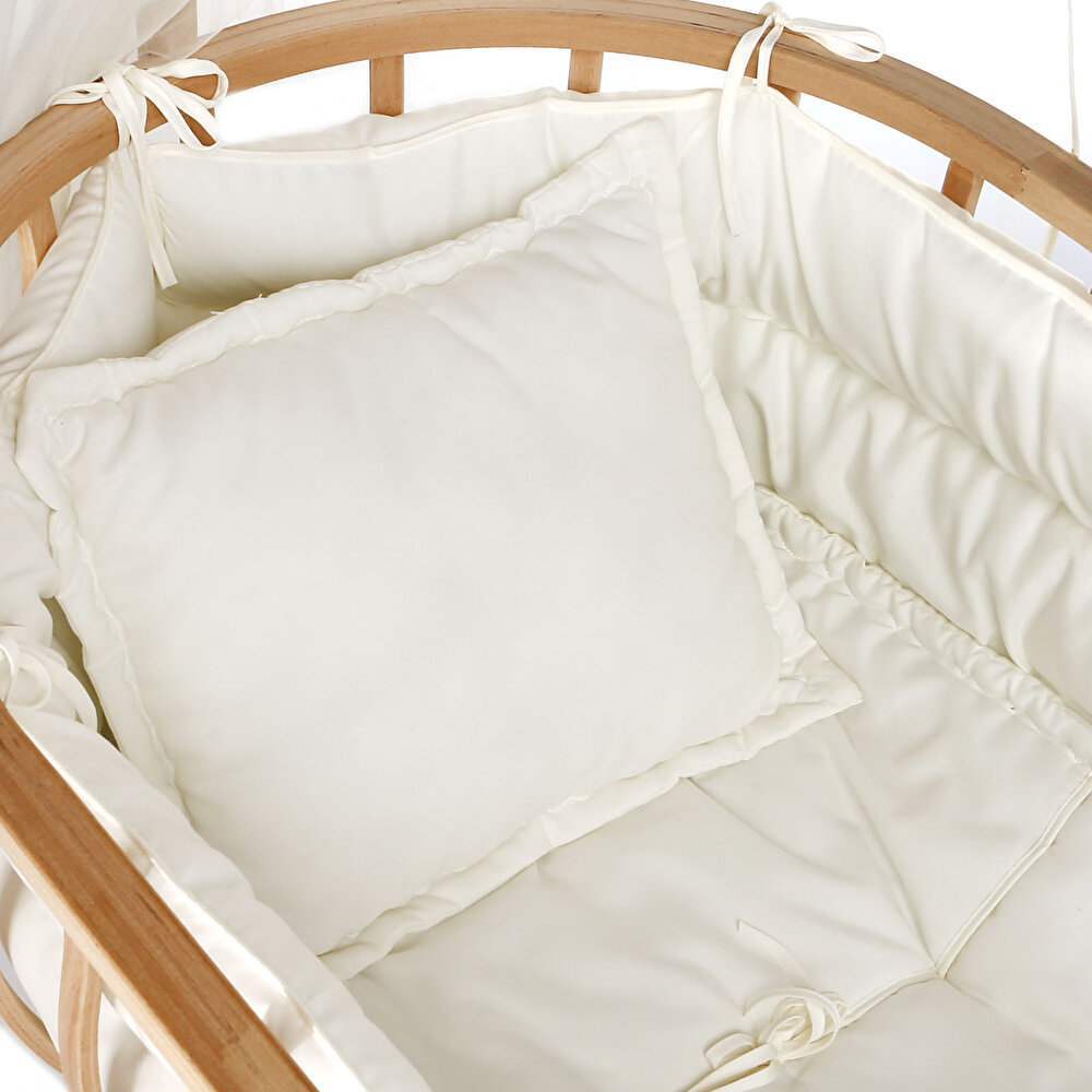 Ahşap Sallanabilir ve Tekerlekli Sepet Beşik