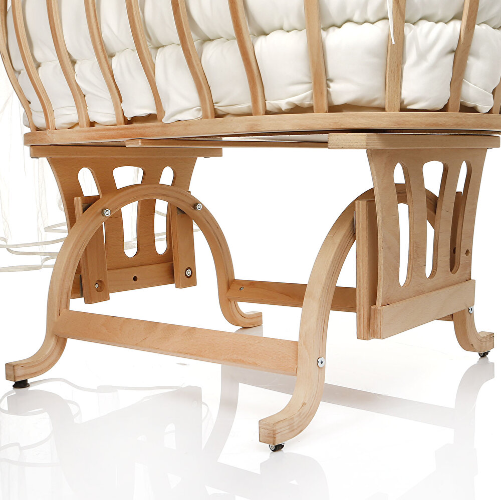 Ahşap Sallanabilir ve Tekerlekli Sepet Beşik