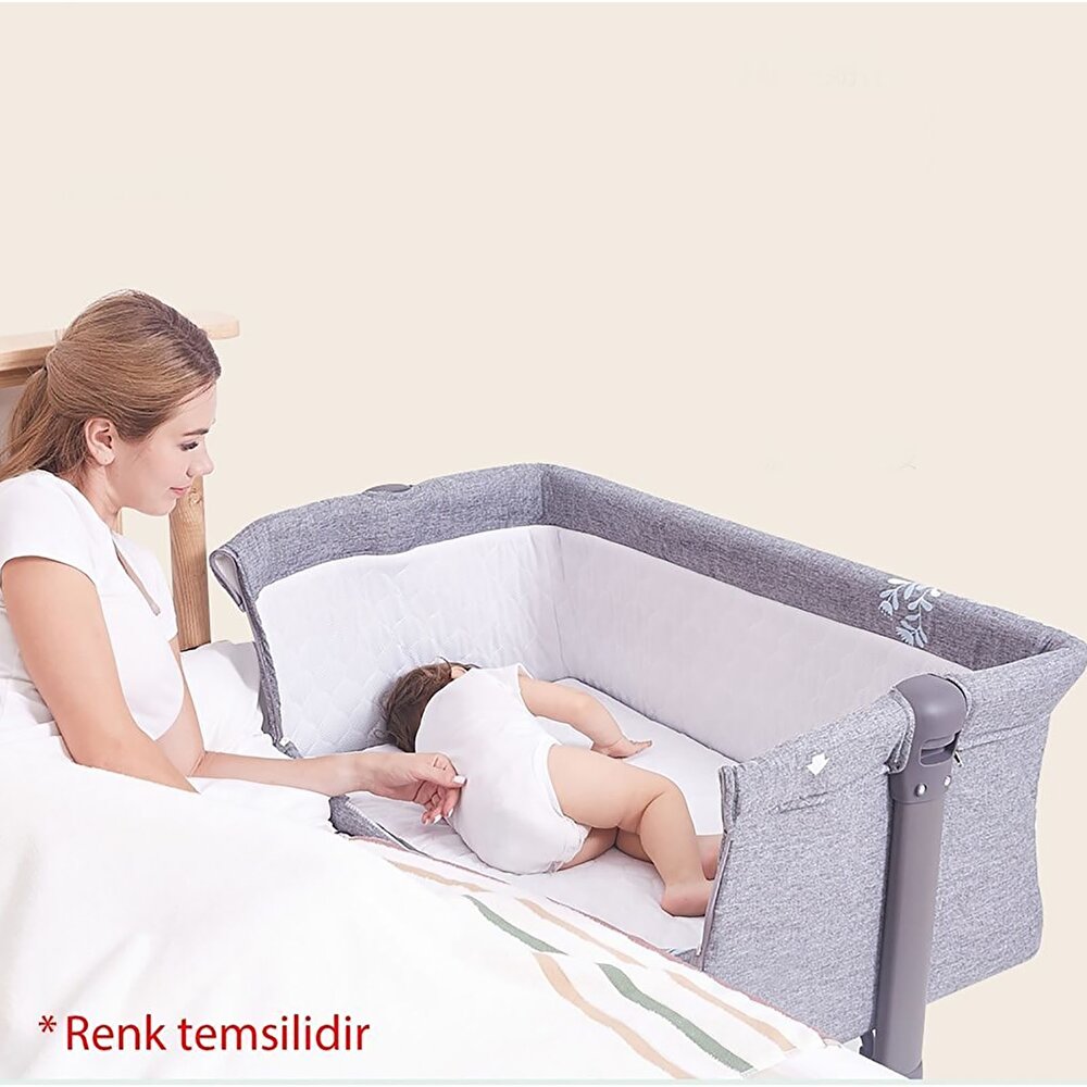 Safe Side Anne Yanı Asansörlü ve Sallanabilen Bebek Beşiği Kahverengi