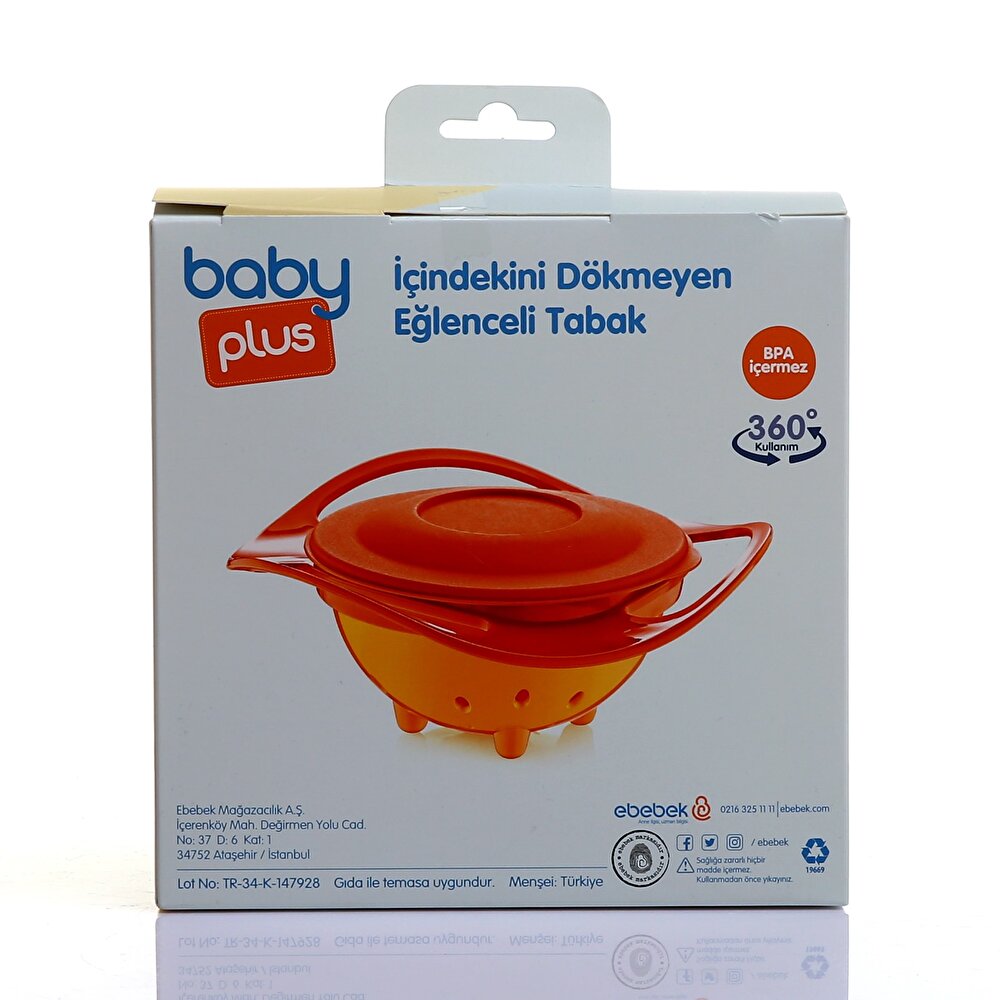 İçindekini Dökmeyen Eğlenceli PP Mama Tabağı Turuncu