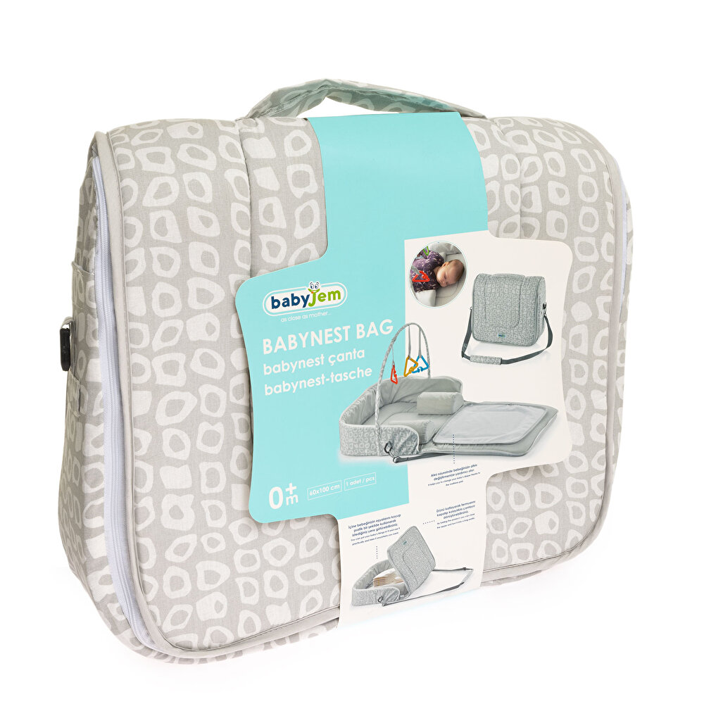 Babynest Portatif Çanta Yatak Gri