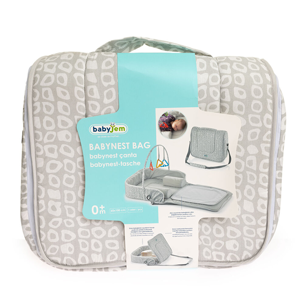Babynest Portatif Çanta Yatak Gri