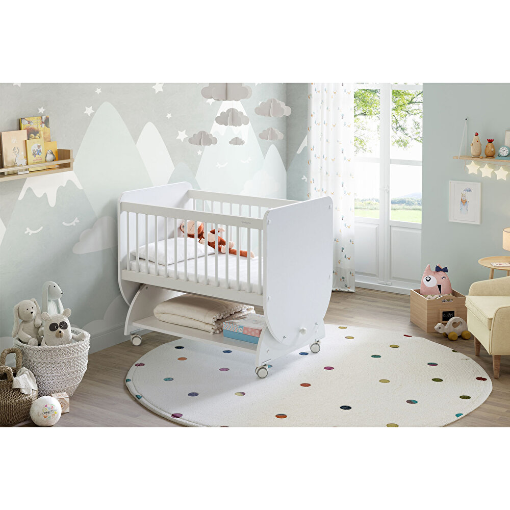 Sallanabilir, Raflı ve Tekerlekli Beşik 50x90 cm