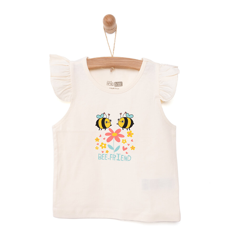 Basic Arı Baskılı Atlet Tshirt Kız Bebek