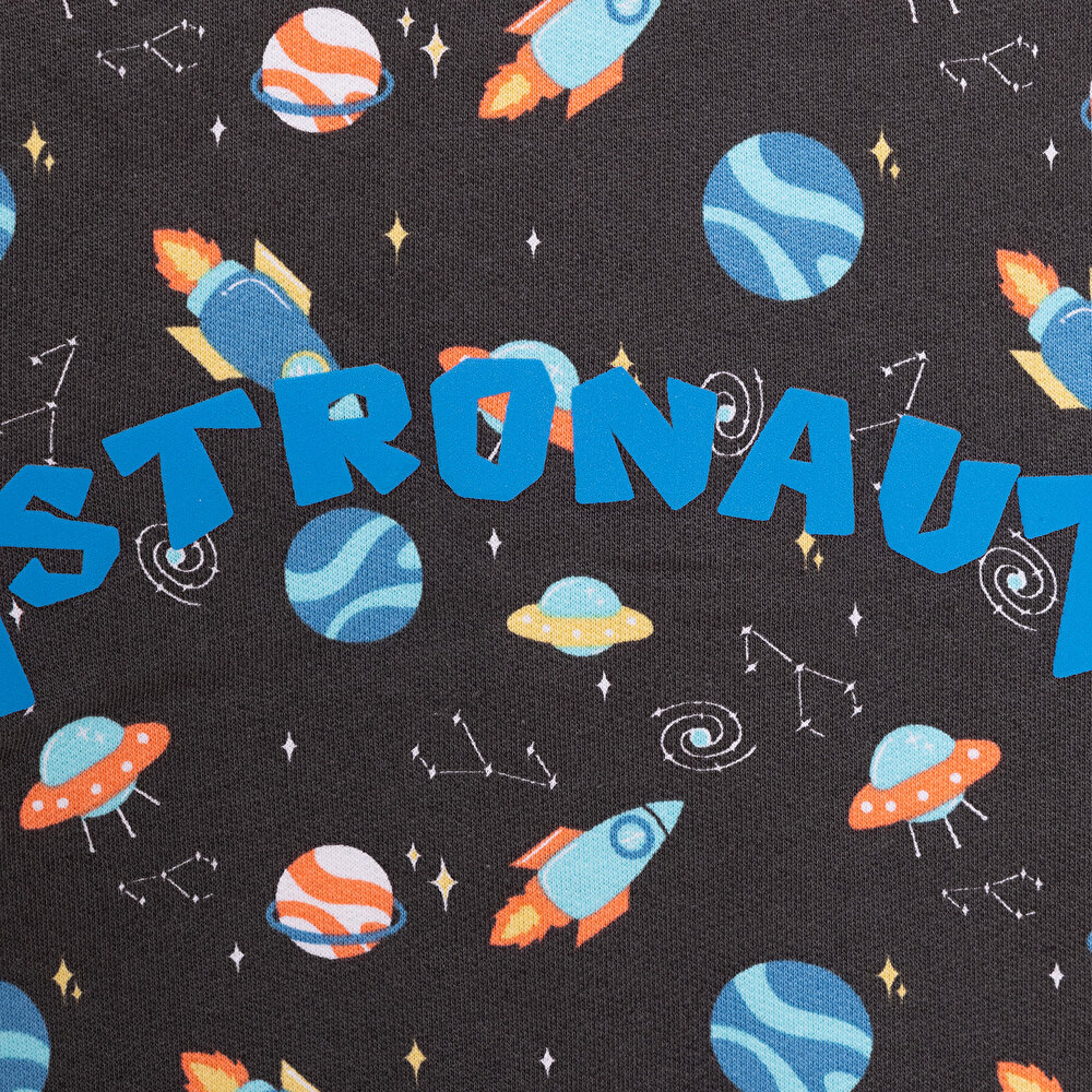 Erkek Bebek Sweatshirt Şardonlu Uzay Metraj Baskılı Bisiklet Yaka Uzun Kol