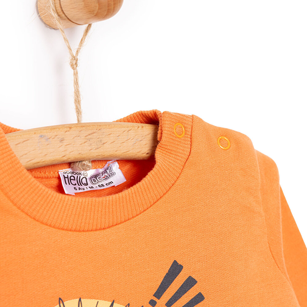 Basic Az Şardonlu Aslan Desenli Sweatshirt