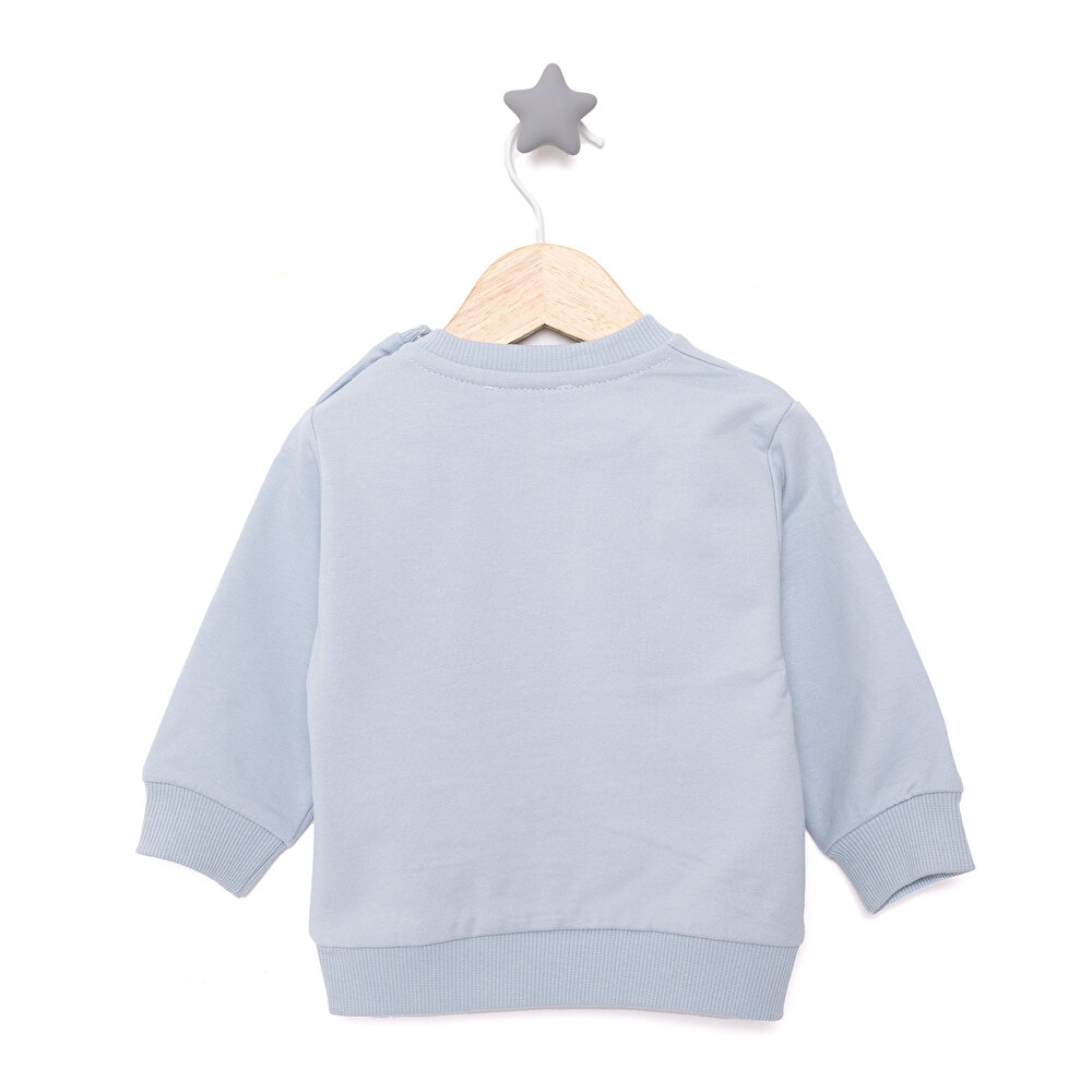 Basic Az Şardonlu Çiçekli Yazı Desenli Sweatshirt Kız Bebek