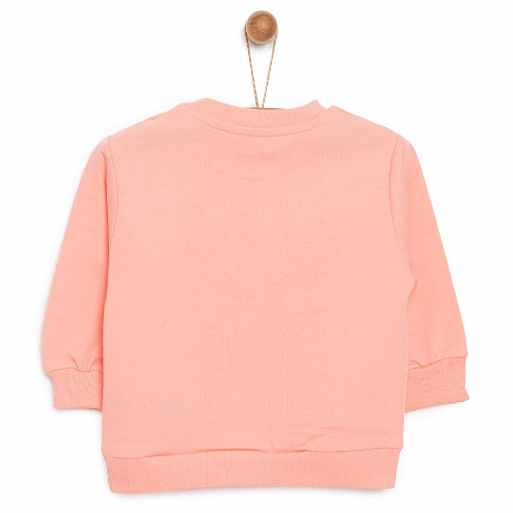 Basic Az Şardonlu Çiçekli Yazı Desenli Sweatshirt Kız Bebek