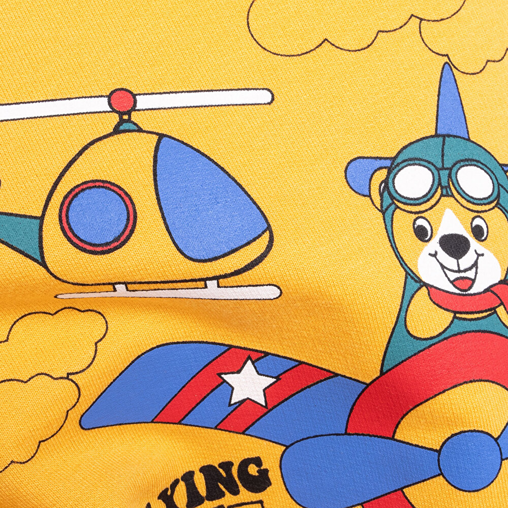 Basic Az Şardonlu Helikopter Baskılı Sweatshirt Erkek Bebek