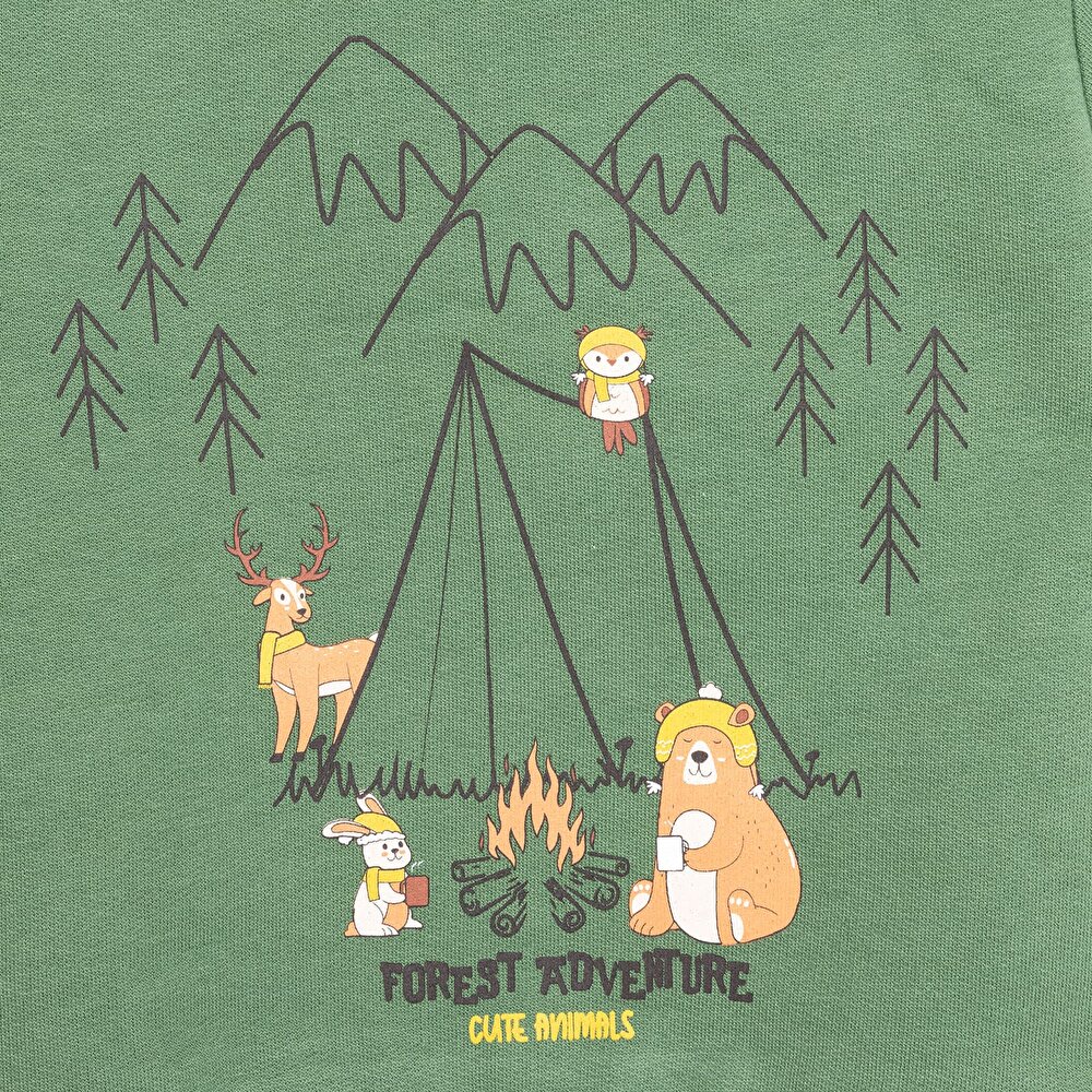 Basic Az Şardonlu Kamp Temalı Sweatshirt Erkek Bebek