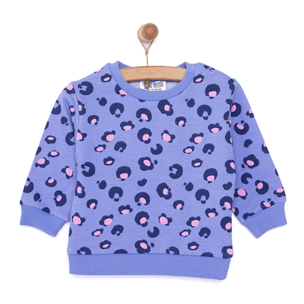 Basic Az Şardonlu Leopar Desenli Sweatshirt Kız Bebek