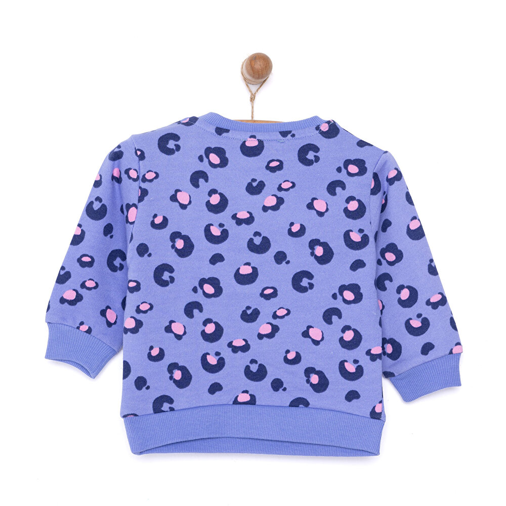 Basic Az Şardonlu Leopar Desenli Sweatshirt Kız Bebek