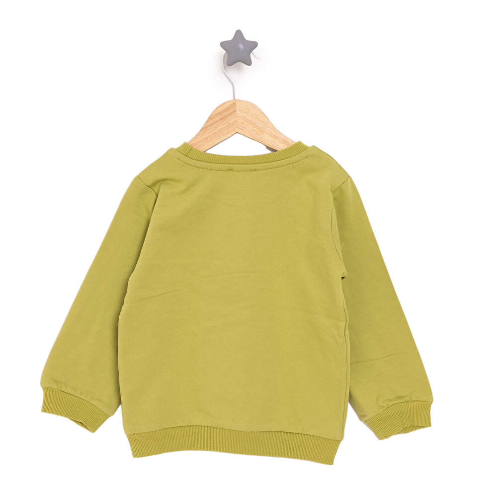 Basic Az Şardonlu Monster Desenli Sweatshirt