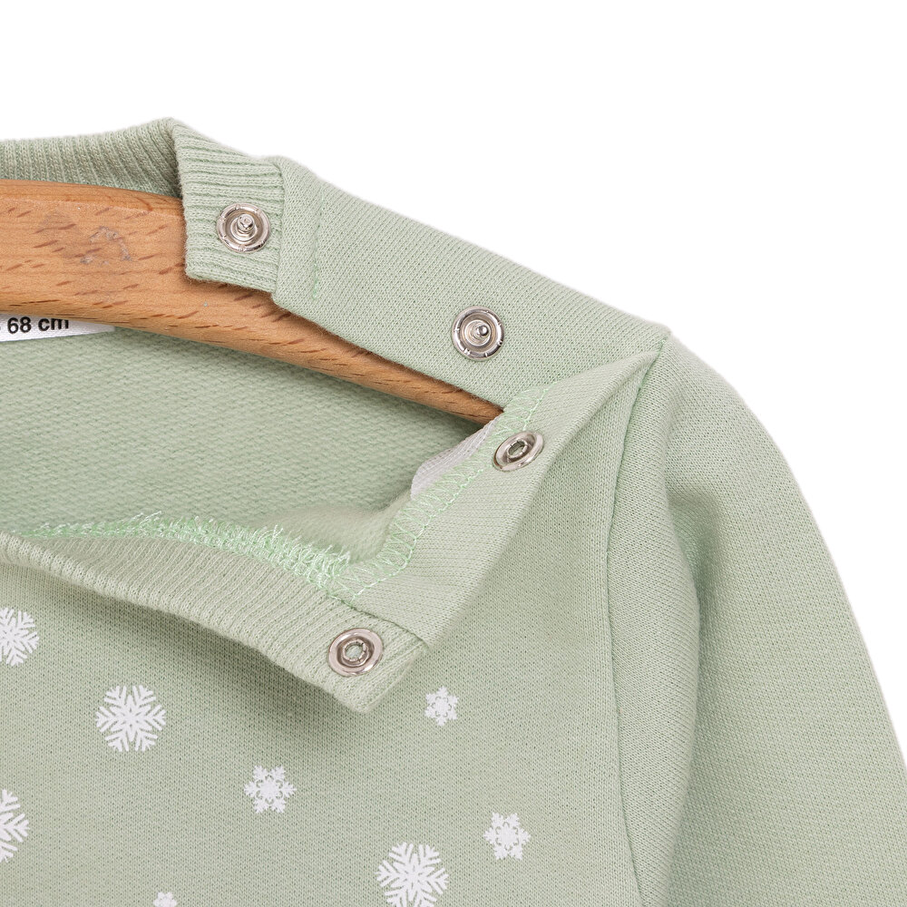 Basic Az Şardonlu Penguen Desenli Sweatshirt Kız Bebek