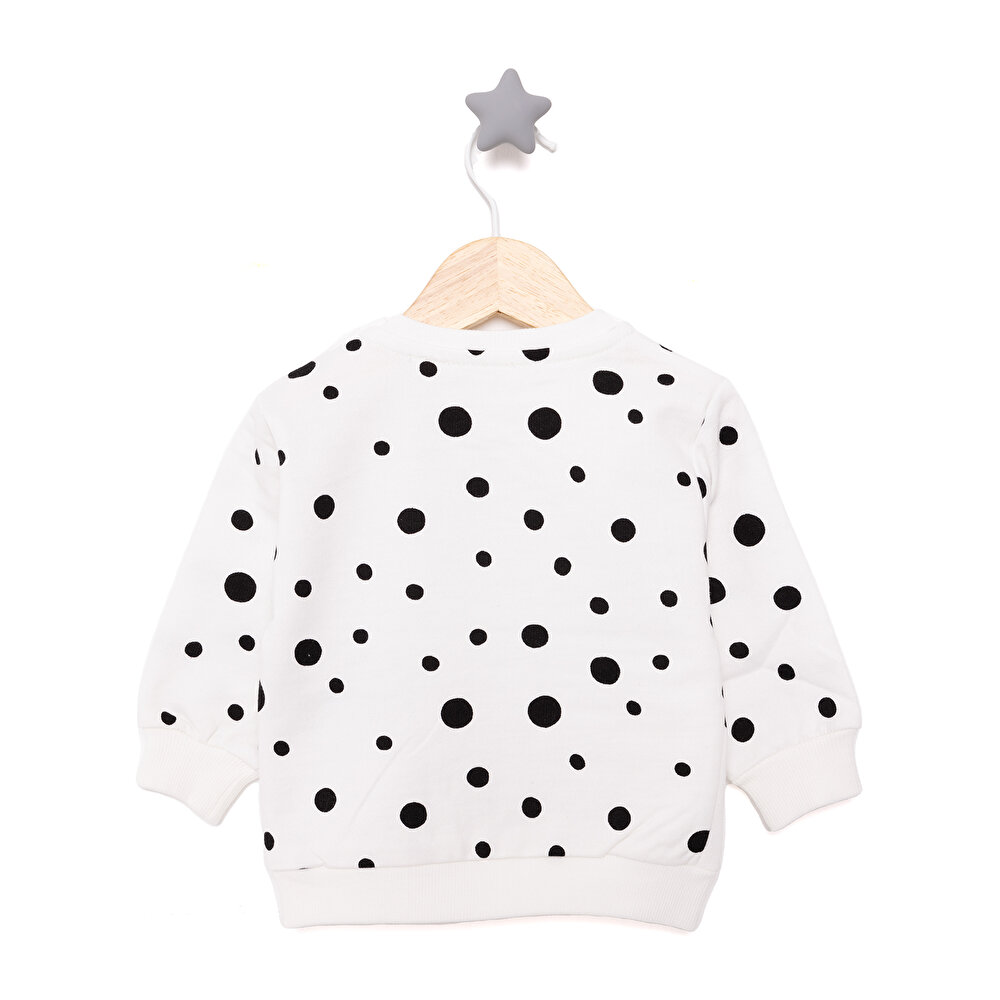 Basic Az Şardonlu Puantiye Desenli Sweatshirt Kız Bebek