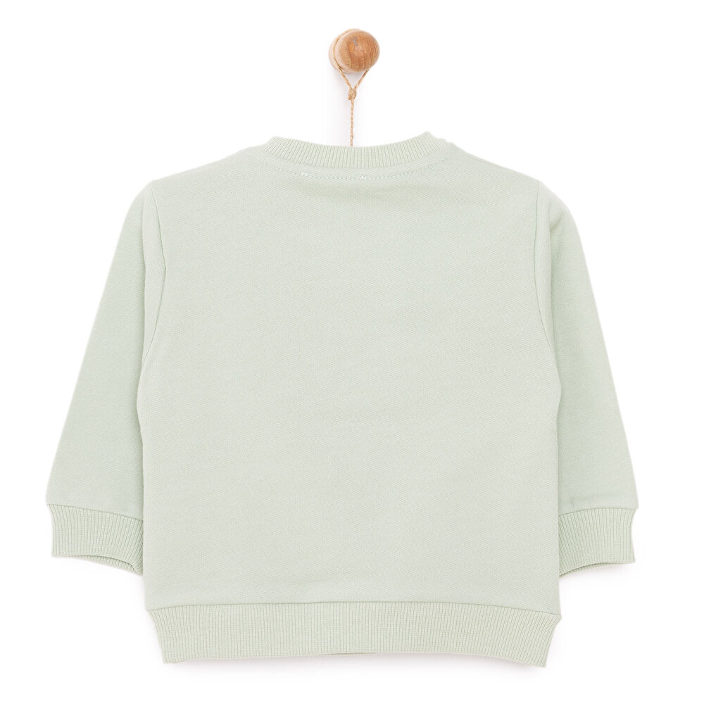 Kız Bebek Sweatshirt Şardonlu Sincap Desenli Bisiklet Yaka Uzun Kol Mint