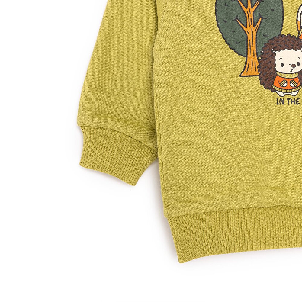 Basic Az Şardonlu Tilki Desenli Sweatshirt Erkek Bebek