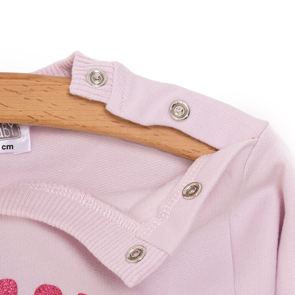 Basic Az Şardonlu Yazı Desenli Sweatshirt Kız Bebek