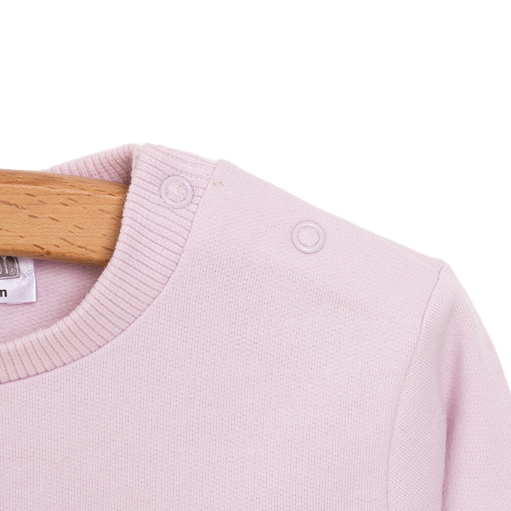 Basic Az Şardonlu Yazı Desenli Sweatshirt Kız Bebek
