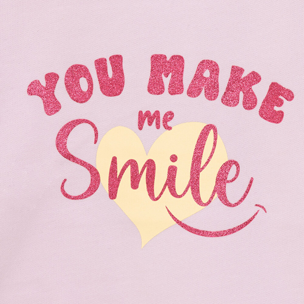 Basic Az Şardonlu Yazı Desenli Sweatshirt Kız Bebek