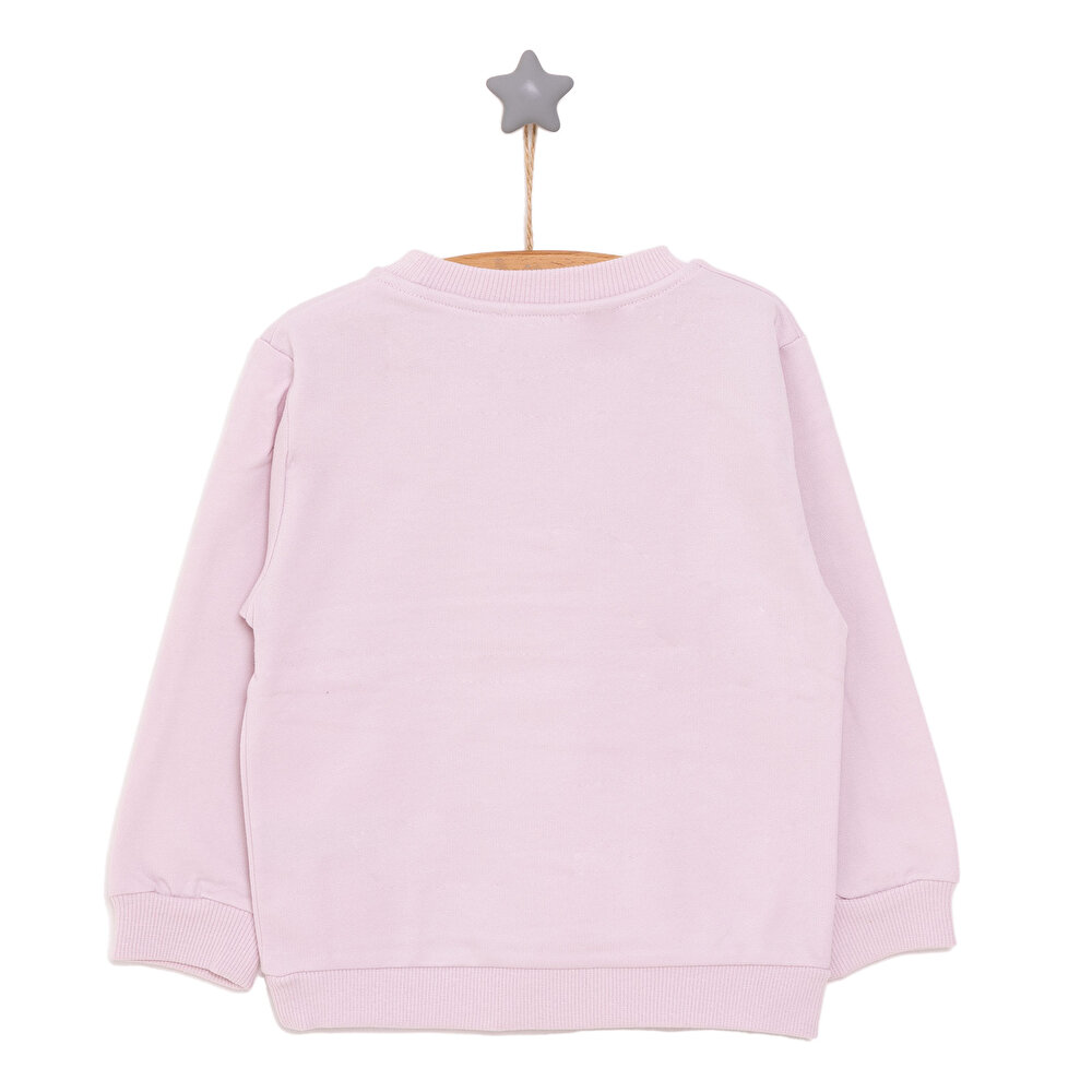 Basic Az Şardonlu Yazı Desenli Sweatshirt Kız Bebek