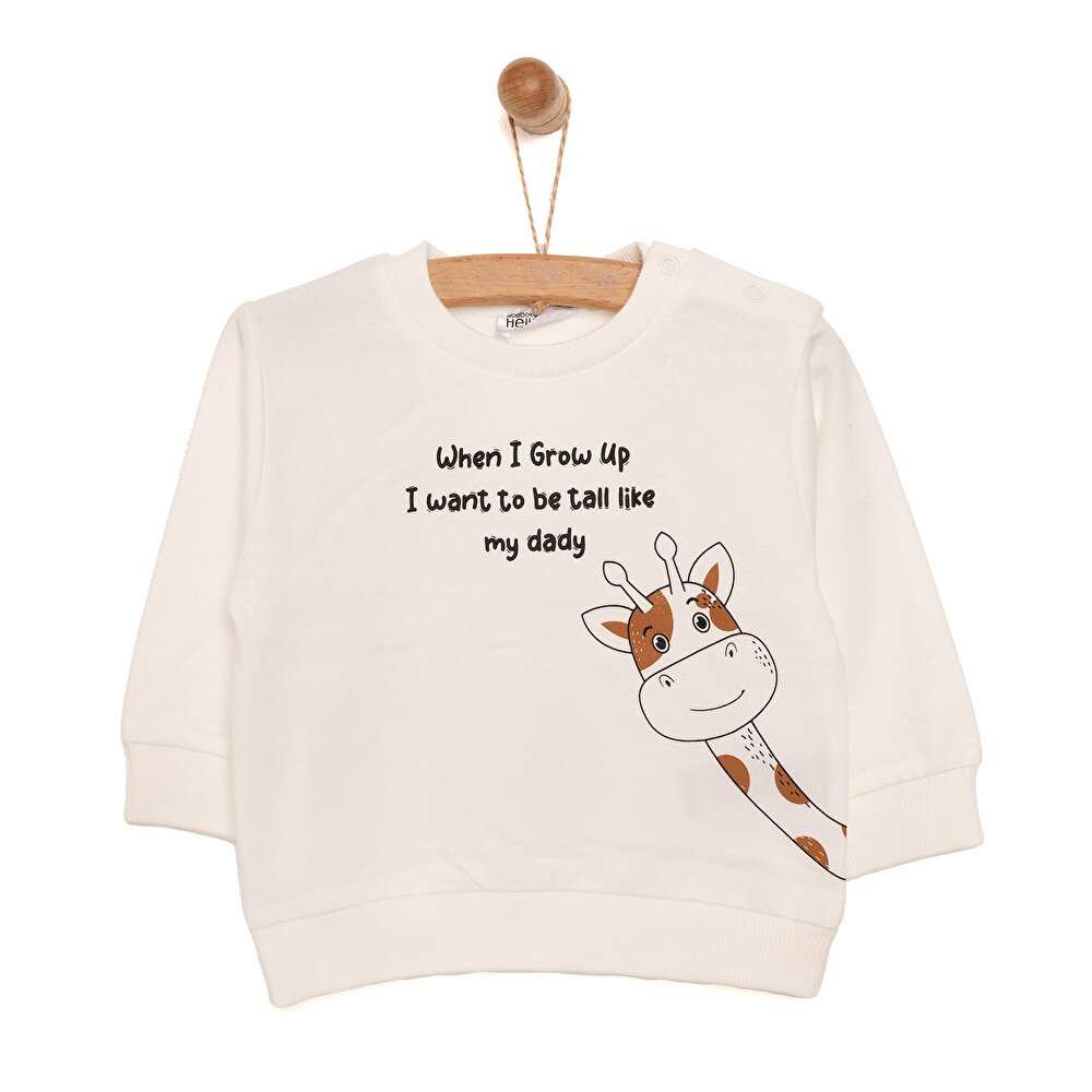 Basic Az Şardonlu Zürafa Desenli Sweatshirt Erkek Bebek
