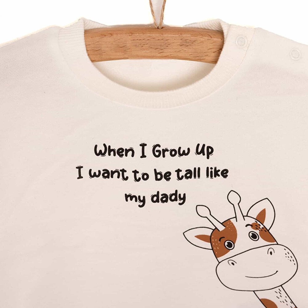 Basic Az Şardonlu Zürafa Desenli Sweatshirt Erkek Bebek