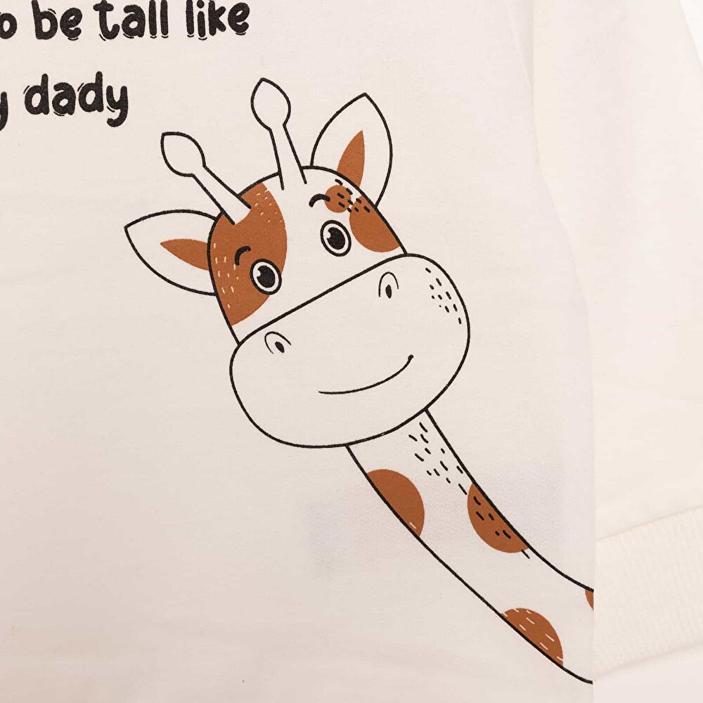 Basic Az Şardonlu Zürafa Desenli Sweatshirt Erkek Bebek