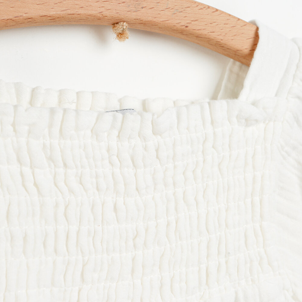 Basic Balon Kollu Poplin Bluz Kız Bebek