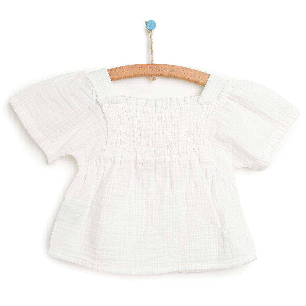 Basic Balon Kollu Poplin Bluz Kız Bebek