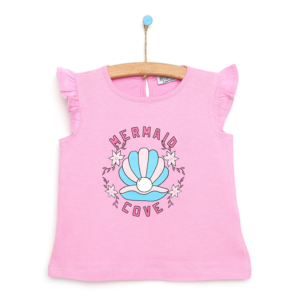 Basic Baskılı Fırfırlı Tshirt Kız Bebek