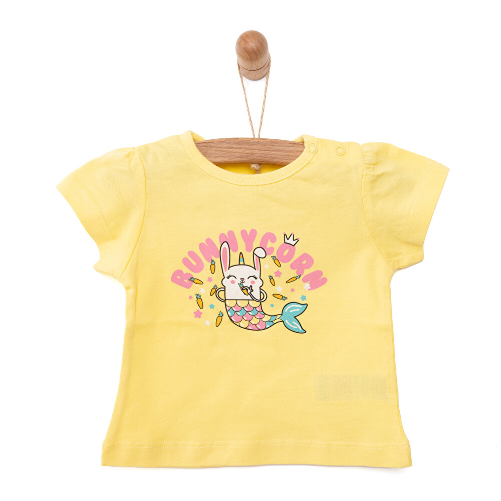 Basic BunnyCorn Baskılı Tshirt Kız Bebek