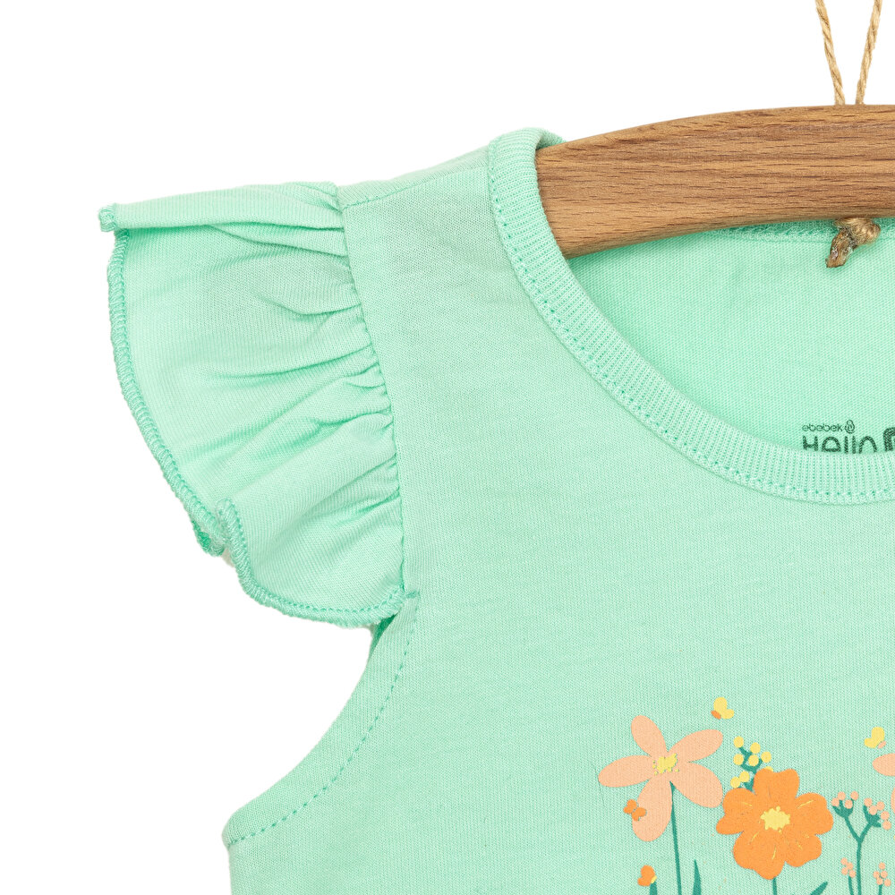 Basic Çiçek Baskılı Atlet Tshirt Kız Bebek