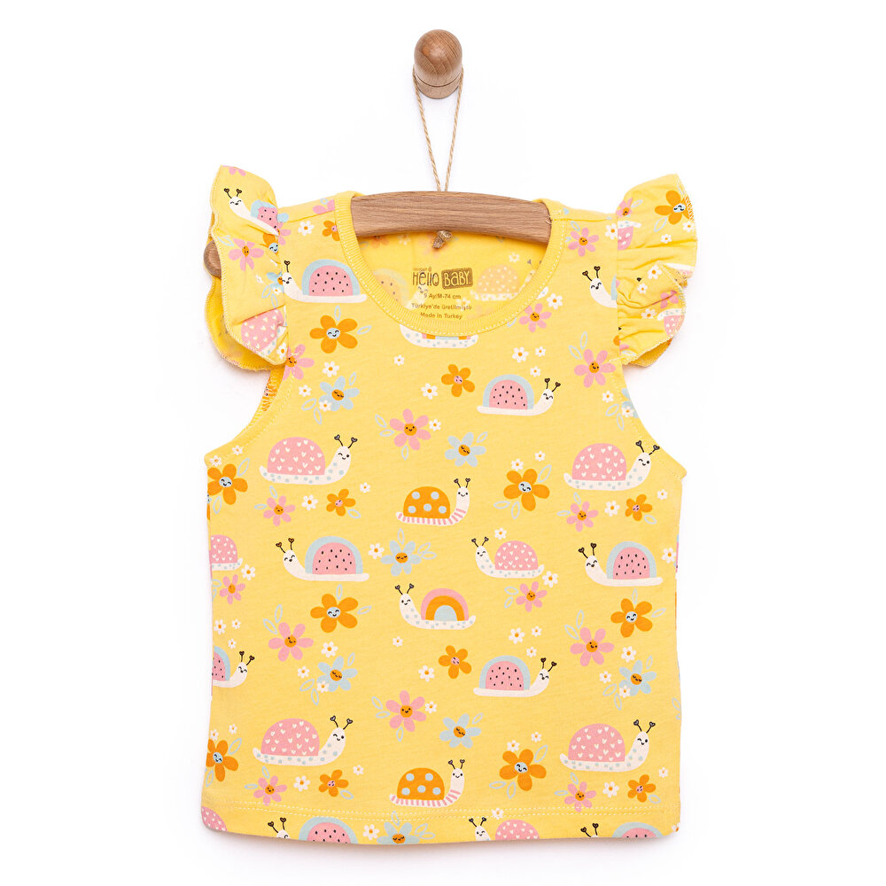 Basic Çiçek Baskılı Atlet Tshirt Kız Bebek