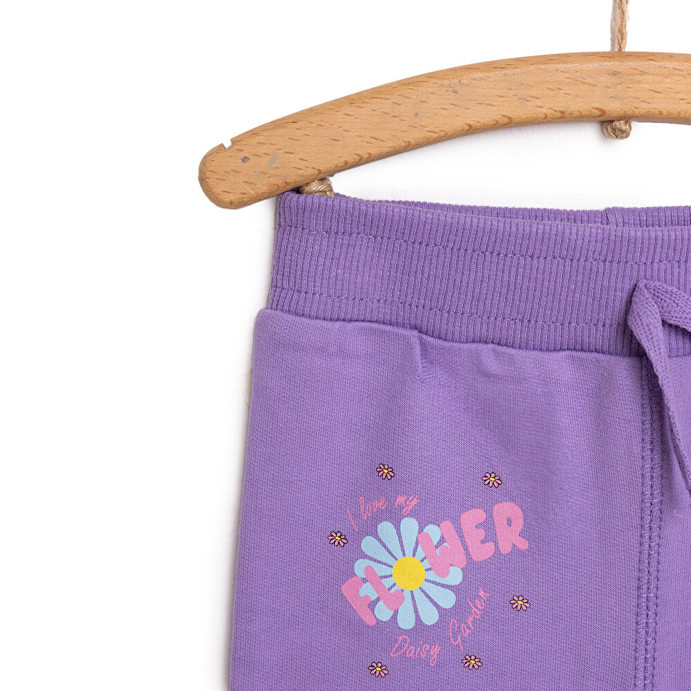 Basic Çiçek Baskılı Az Şardonlu Eşofman Alt Unisex