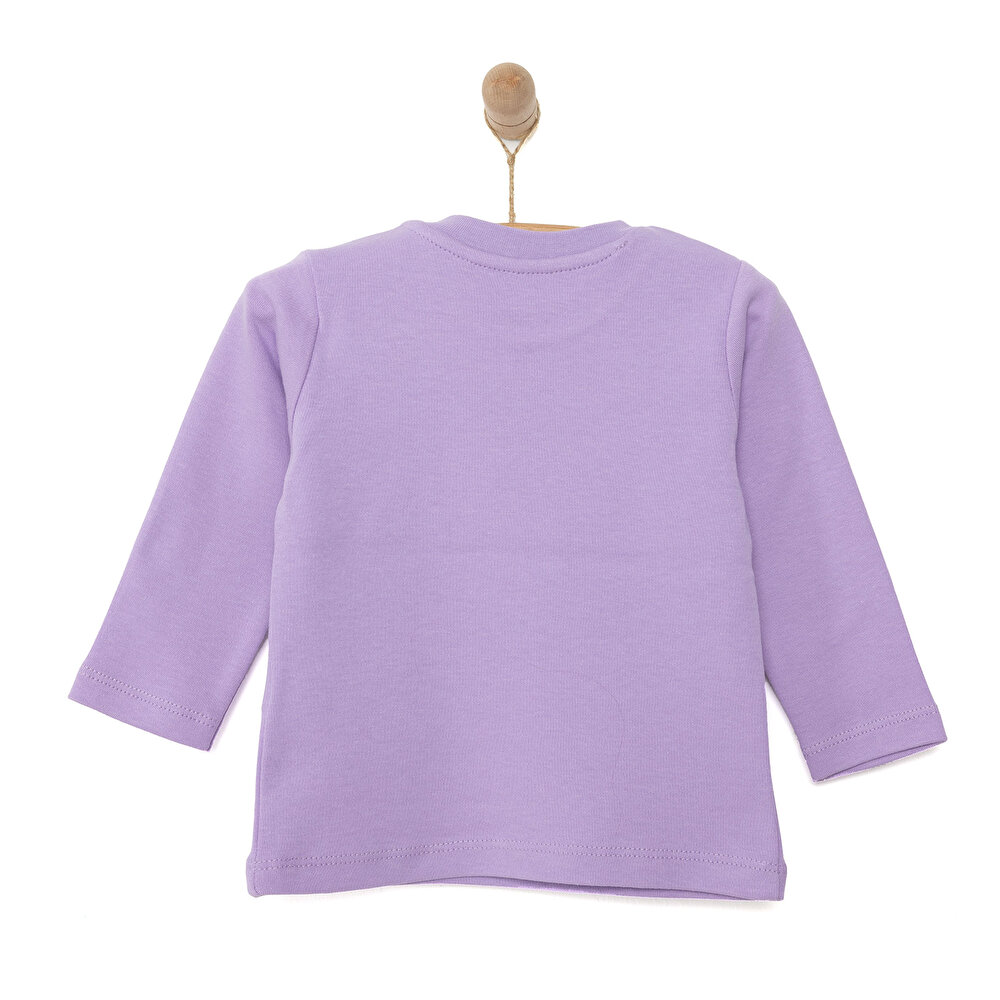 Basic Çiçek Desenli İnterlok Uzun kol Tshirt Kız Bebek