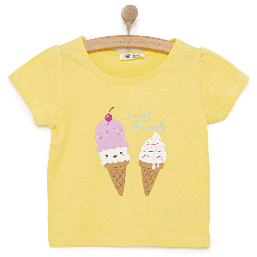 Basic Dondurma Baskılı Tshirt Kız Bebek