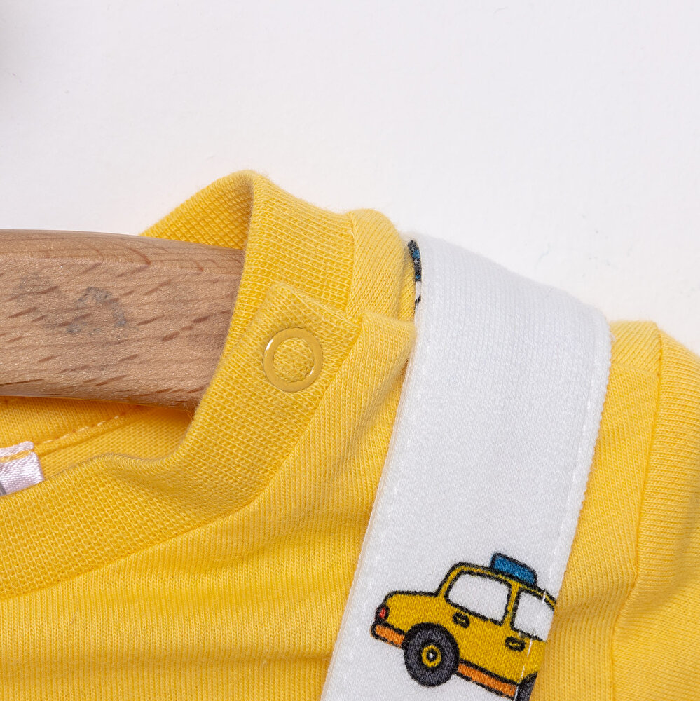 Basic Erkek Araba Desenli Şort Salopet-Tshirt Erkek Bebek