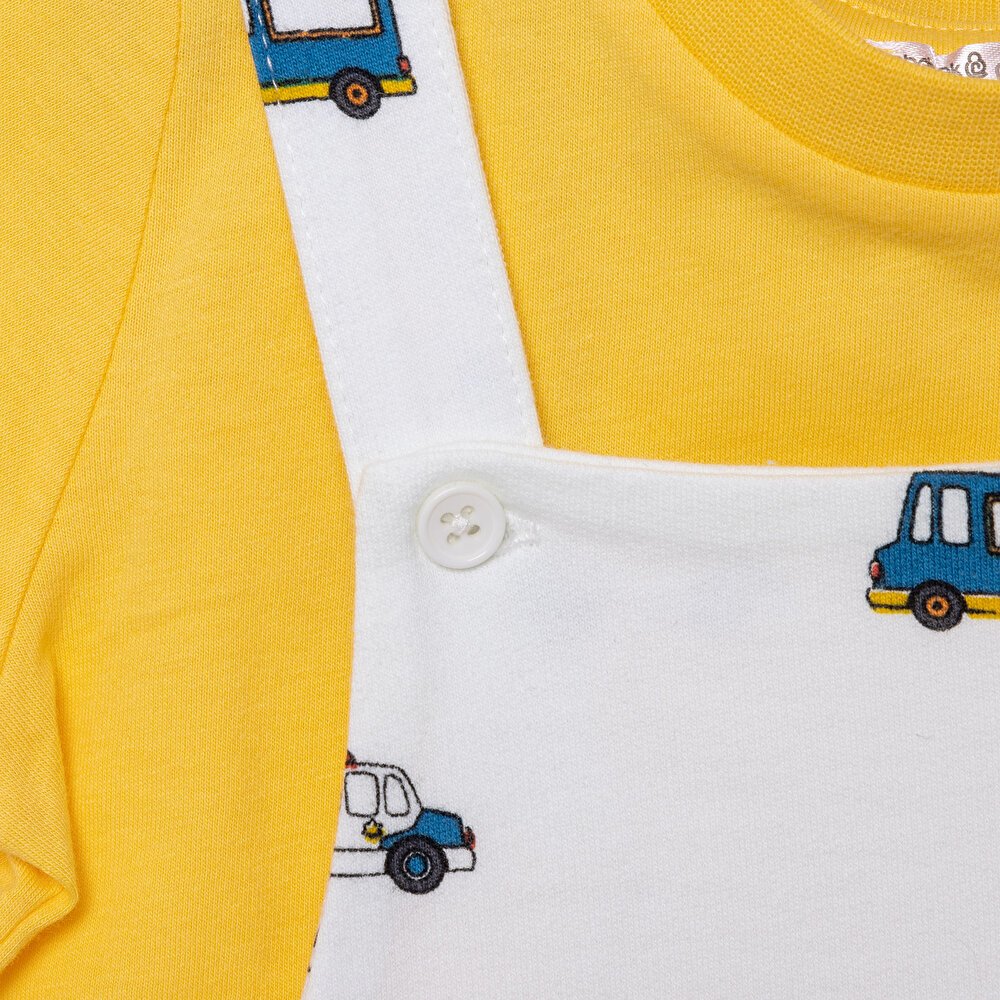 Basic Erkek Araba Desenli Şort Salopet-Tshirt Erkek Bebek