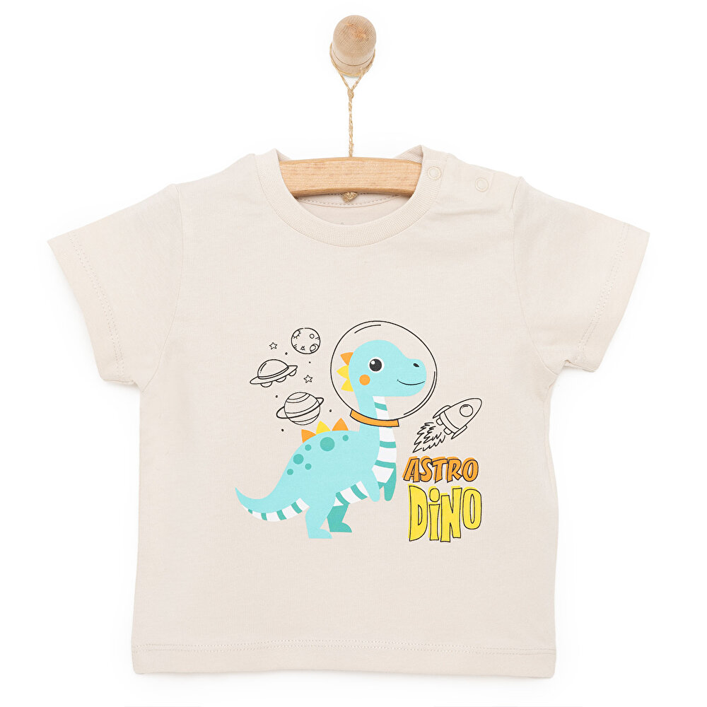 Basic Erkek Astro Dinozor Baskılı T-Shirt Erkek Bebek