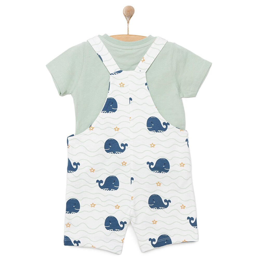 Basic Erkek Balina Desenli Şort Salopet-Tshirt Erkek Bebek